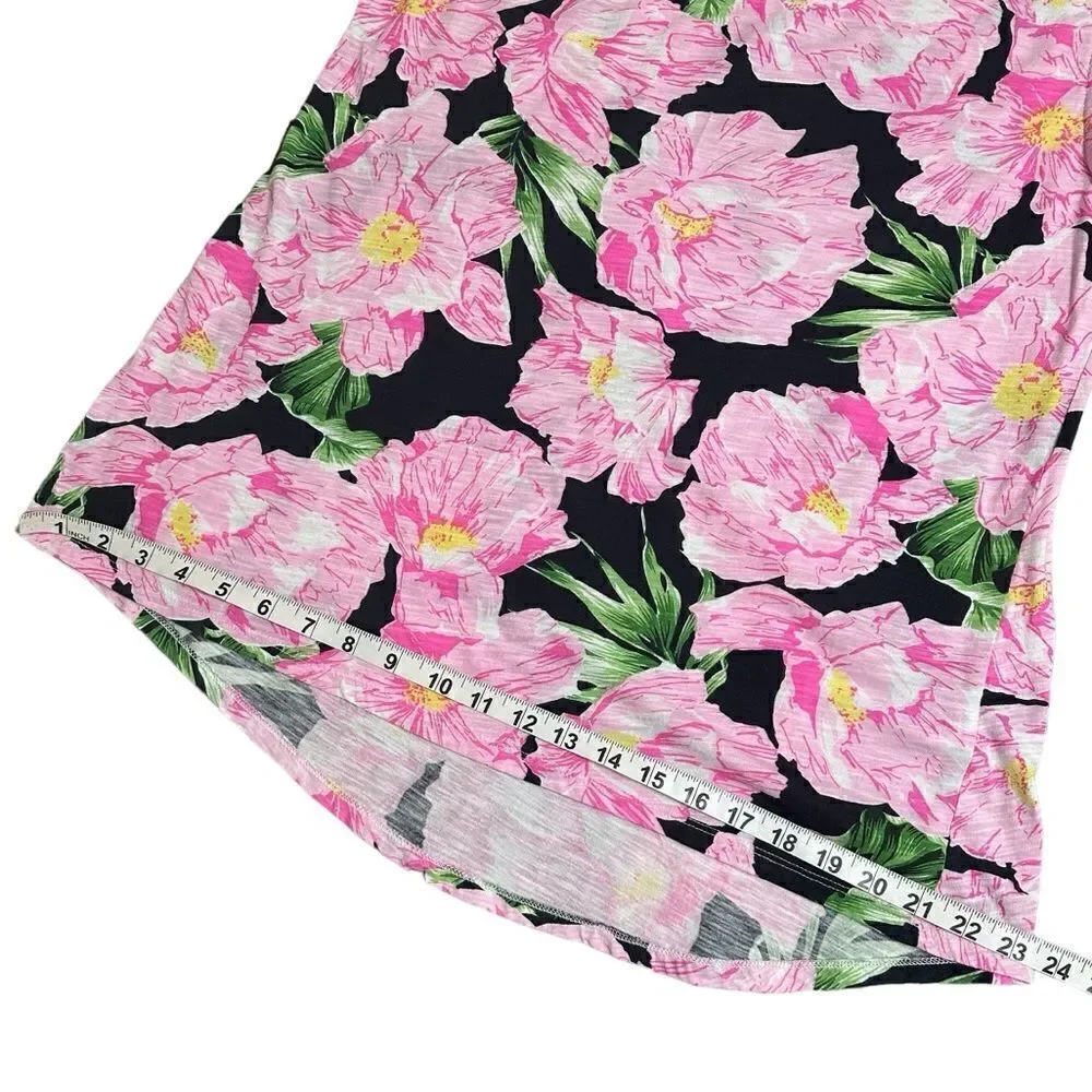 French Connection Pink and Black Floral tank top sleeveless T-shirt size medium